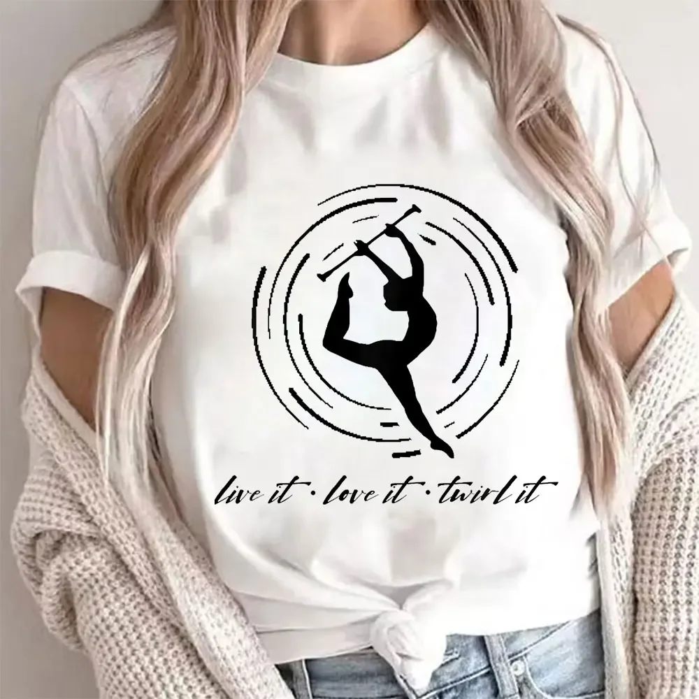 Gymnast Dancer T-shirts for Women Gymnastics Live It Love It Twirl It Design T Shirts Fashion Harajuku Kawaii Y2K Clothing