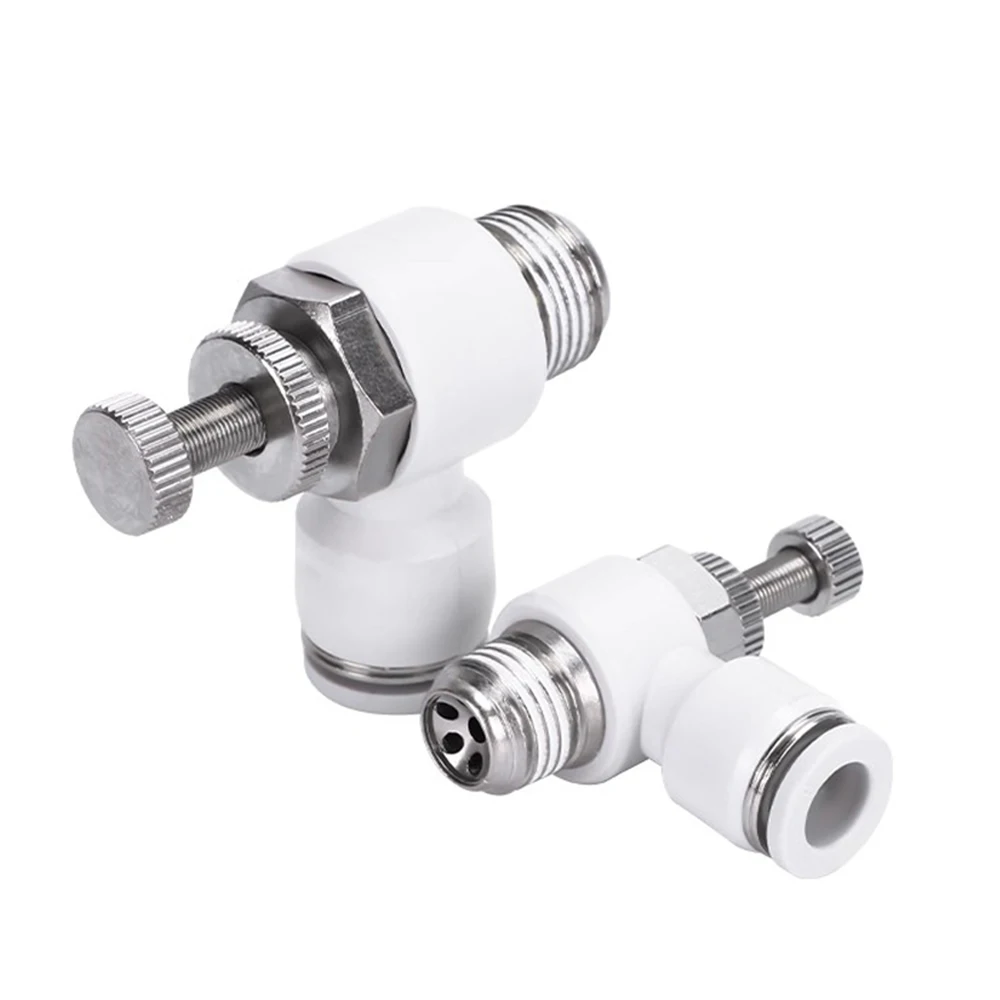 SL Pneumatic Quick Connector Speed Control Valve Air Pipe 8 10 12mm Cylinder Solenoid Valve Adjustment Connector 1/8 1/4 3/8 1/2