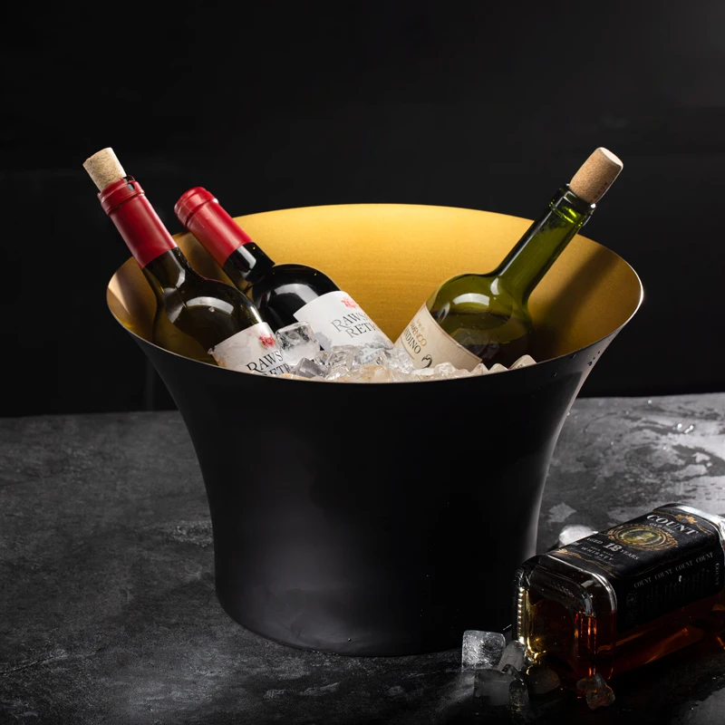 New fashion champagne basin luxury stainless steel ice bucket household large red wine chilled bucket bar ktv ice wine basin