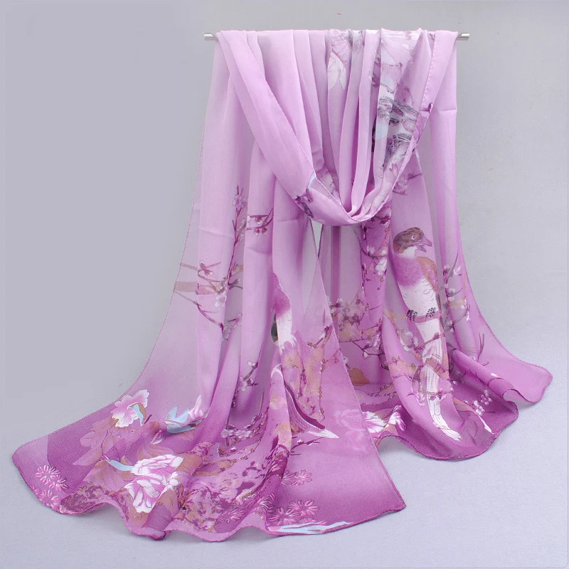 Chiffon Scarves Women Summer Silk Scarf Chiffon Thin Beach Shawls And Wraps Femmes Flower Hijab