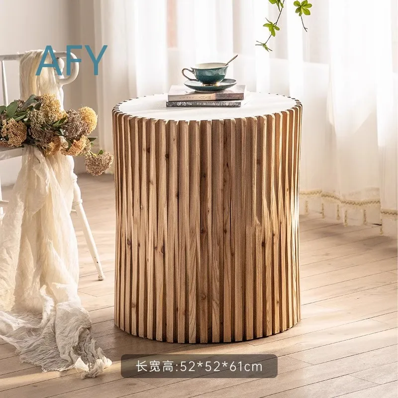 Vintage Wooden Side Table for Living Room Coffee Table for Home Decor Wabi Sabi Rustic End Table with Storage Small Space