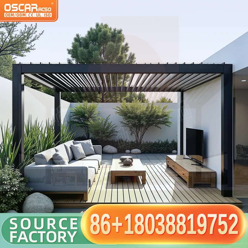 Outdoor Aluminum Alloy Electric Pergola for Garden Terrace Open air Balcony Cooler Outdoor Pavilion  pergola