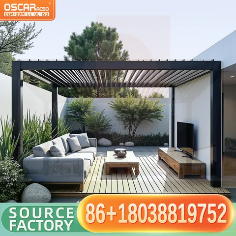 Outdoor Aluminum Alloy Electric Pergola for Garden Terrace Open air Balcony Cooler Outdoor Pavilion  pergola