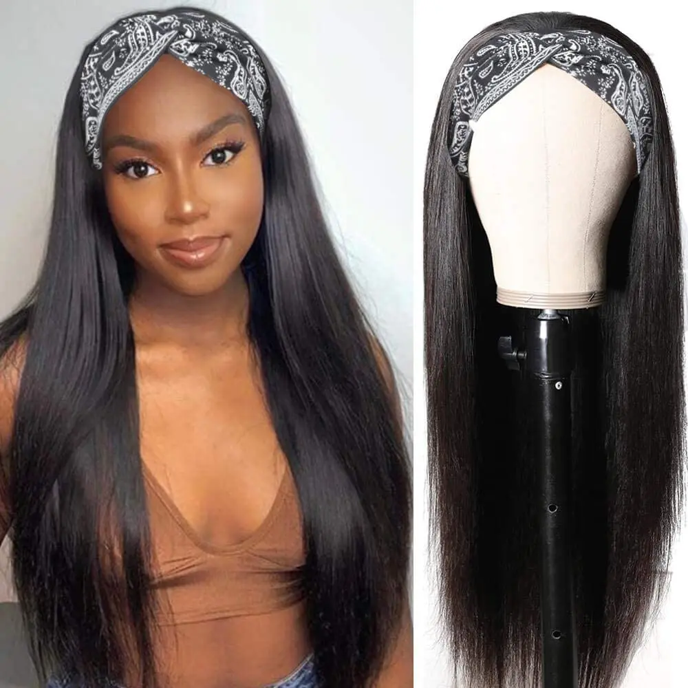 

Бразильские прямые парики с повязкой на голову, человеческие волосы на продаже для женщин, полностью изготовленные машинные парики из натуральных волос, плотность 250%