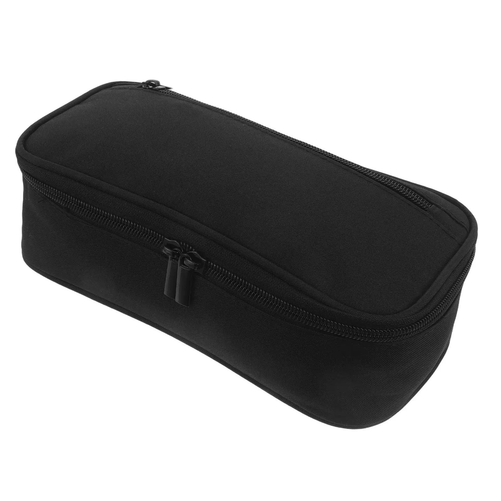 Large Pencil Case Black Oxford Cloth Double-Zipper Pencil Pouch with Smart Compartments Waterproof Wear-Resistant School