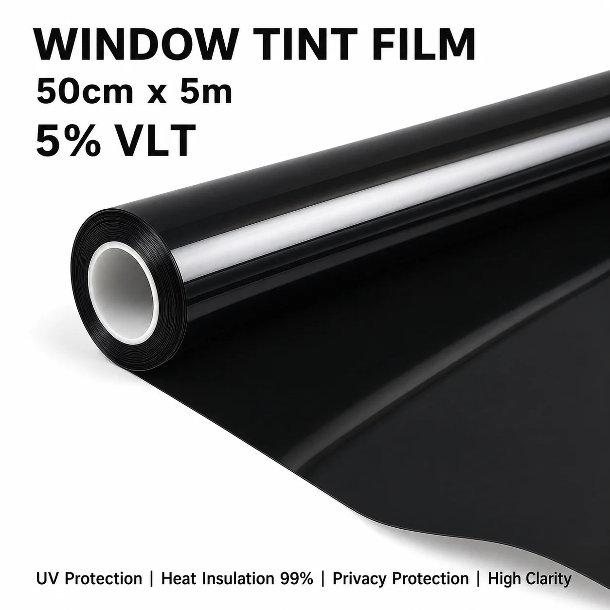 

5% VLT Limo Black Nano Ceramic Car Window Tint Film 50cmX500cm Windshield Safe Ceramic PET Detail View Solar Tint Roll Truck Sun