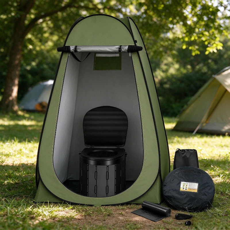 Portable Folding Emergency Car Toilet with Privacy Tent,Mobile Restroom for Long‑Distance Highway Self‑Driving & Outdoor Camping