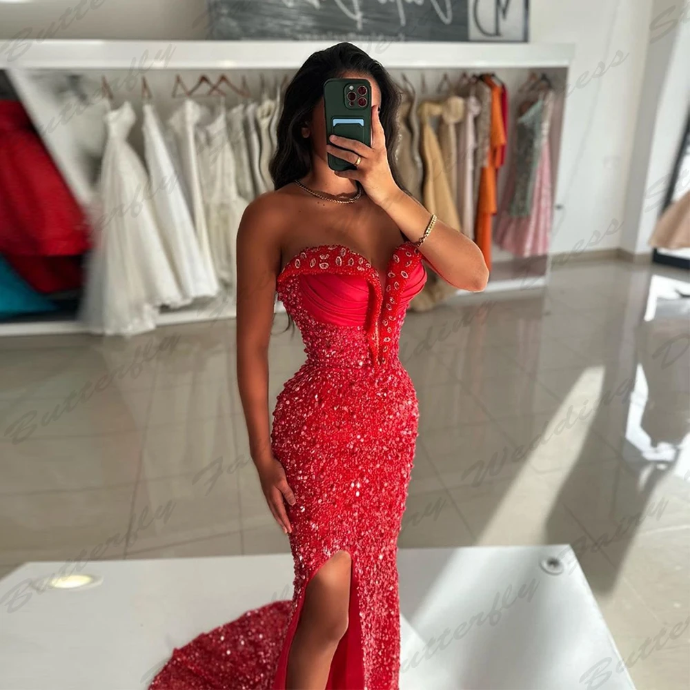 Sexy Formal New Evening Dresses Luxurious Sexy Backless Simple Off The Shoulder Sleeveless High Slit Prom Gowns For Women 2024