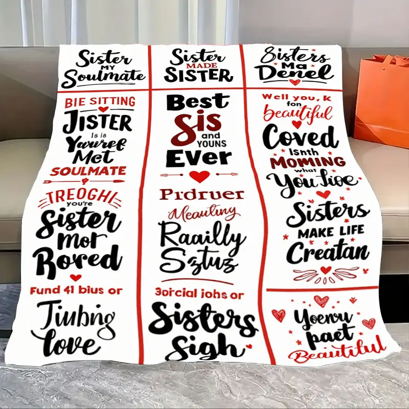 

1pc Flannel Blanket "Sisters Forever: Cozy Fleece Blanket with Heartfelt Quotes"