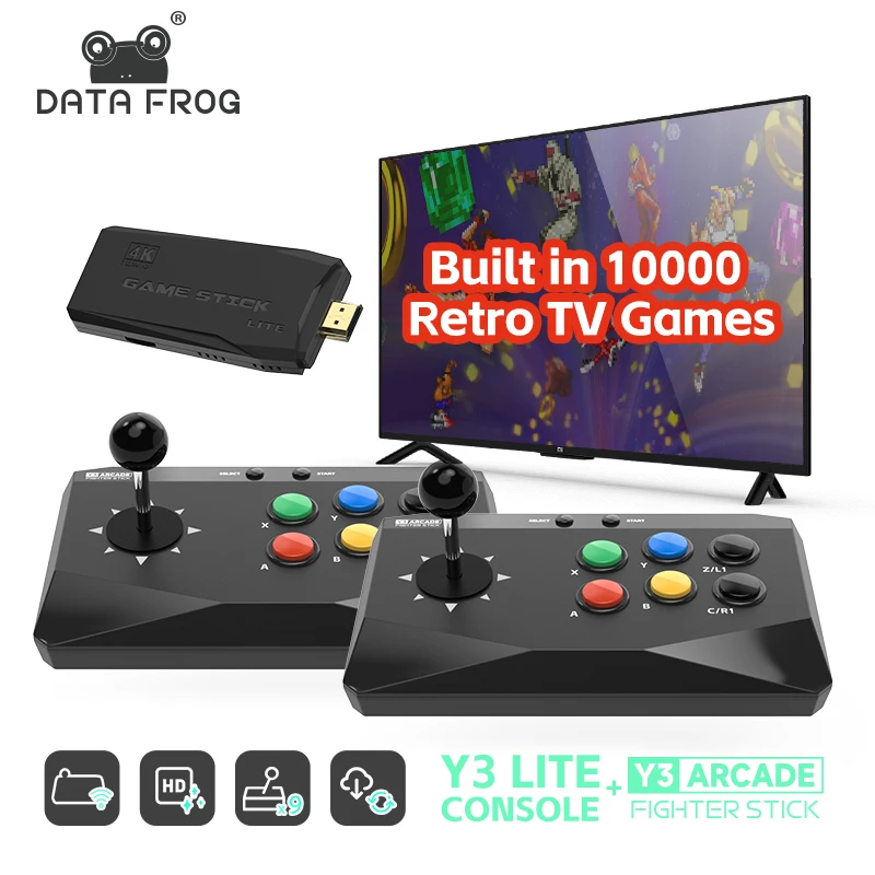 Daten frosch y3 Arcade 4k Videospiel konsole mit Spiel Arcade-Tastatur eingebauter Spiele Stick für ps1/fc/gba Retro TV dendy