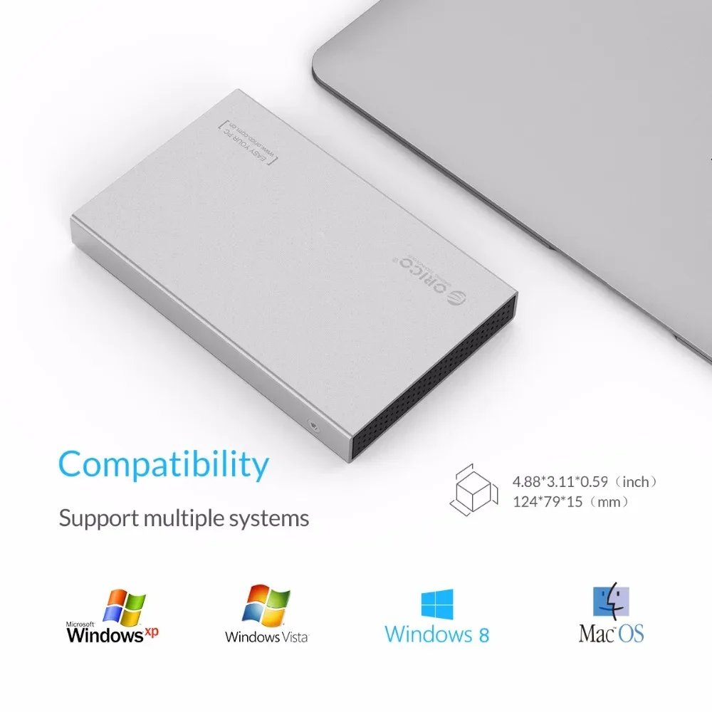 ORICO pelindung Hard Disk 2.5 inci aluminium Aloi USB3.0 ke SATA perangkat keras mendukung protokol transmisi UASP 5Gbps