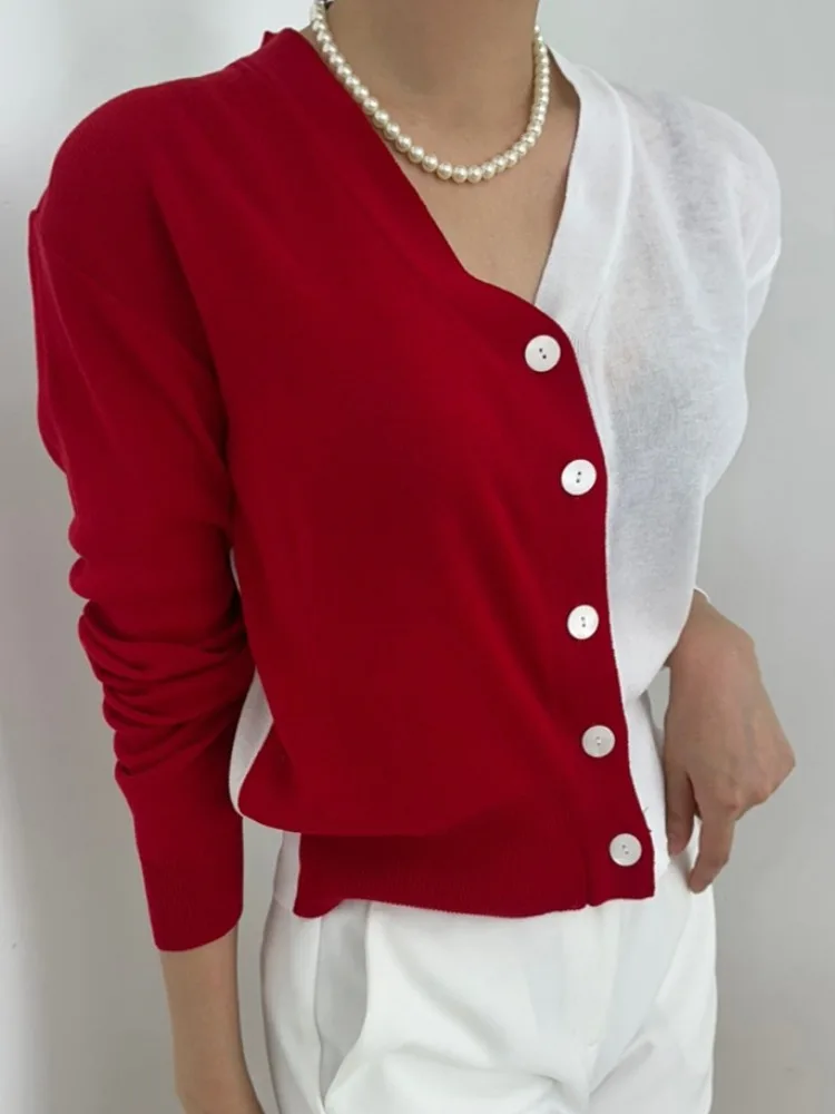 Top de verão de malha leve para mulheres e com ar condicionado protetor solar design com decote em v manga curta estil...