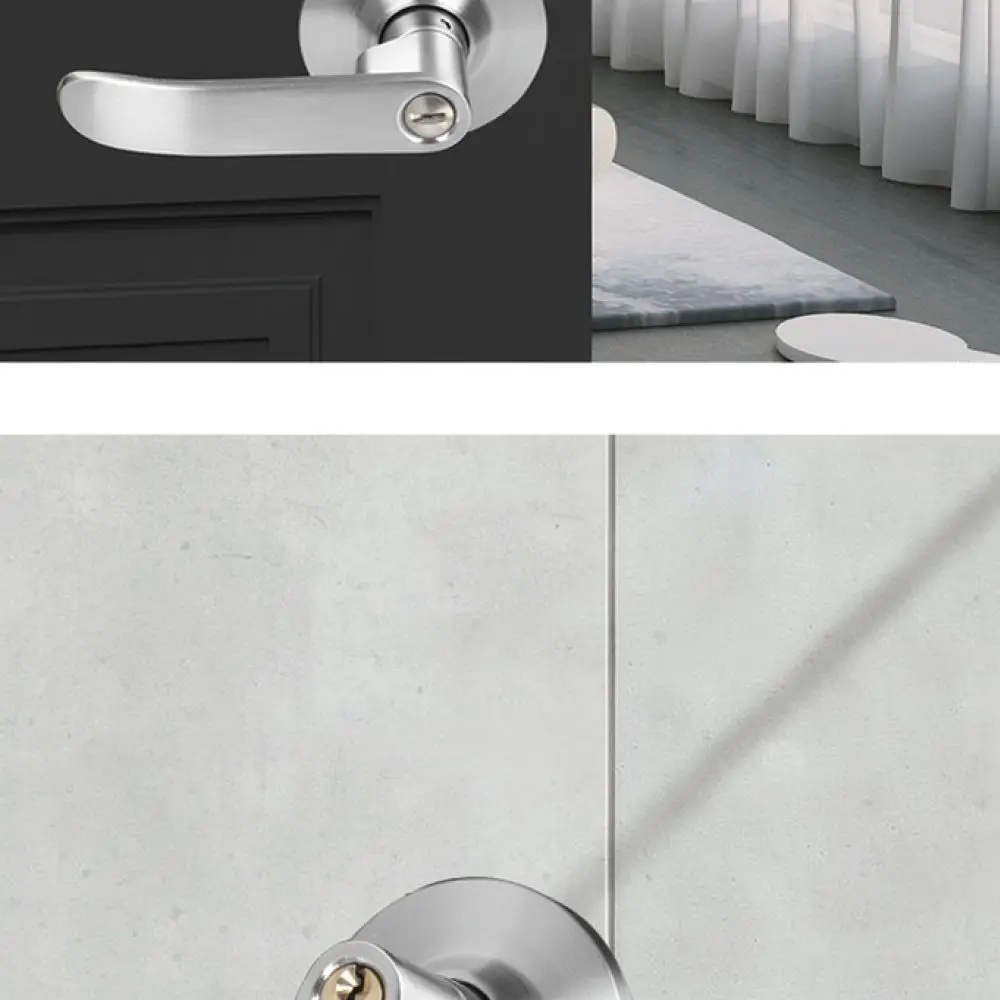 Functional Round Door Handle Lock For Guryi Aluminum Plastic Steel Doors Privacy Latch For Office Bathroom