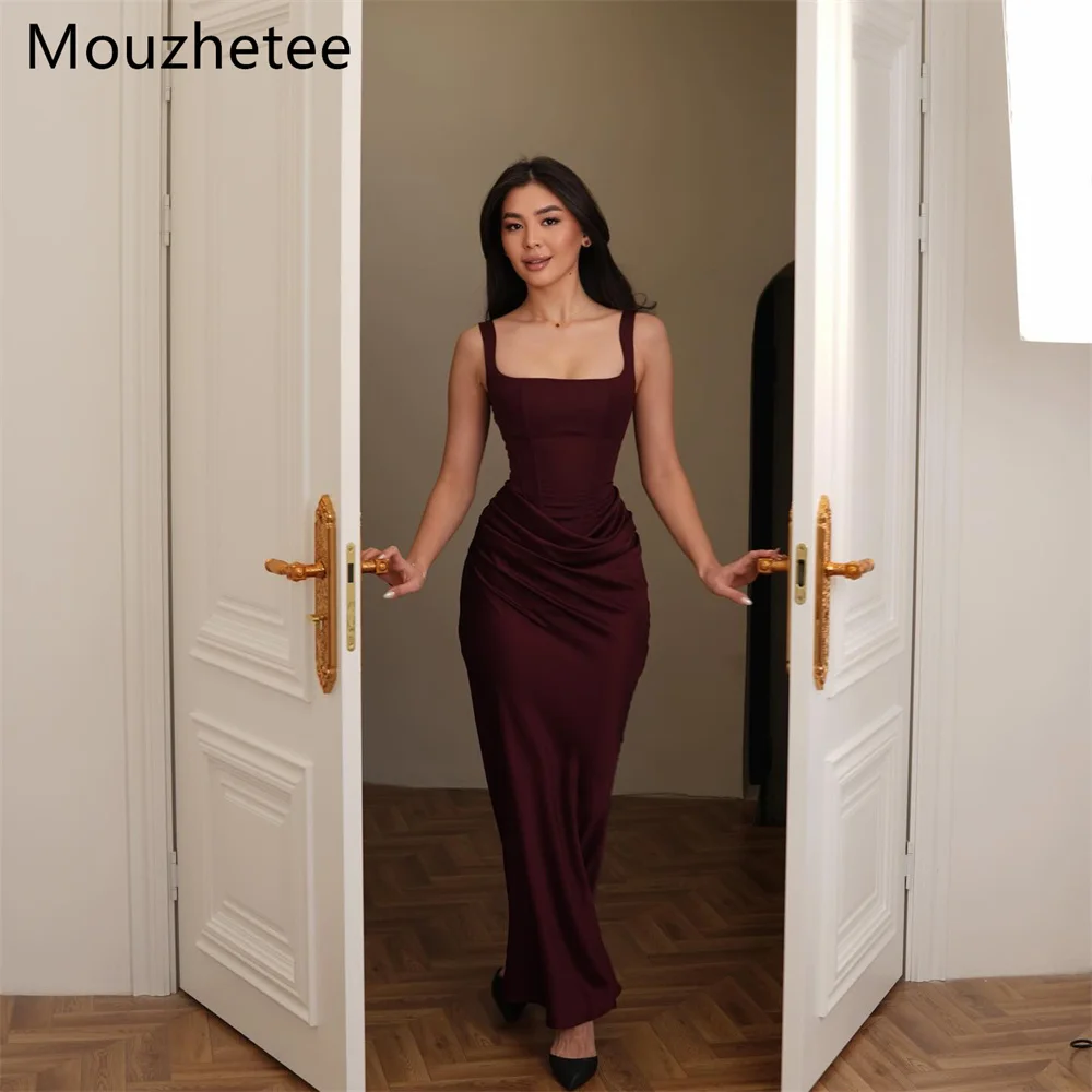 

Mouzhetee Elegant Mermaid Spaghetti Strap Dresses Formal Party Gowns for Women Simple Pleat Prom Gown Customized 2026