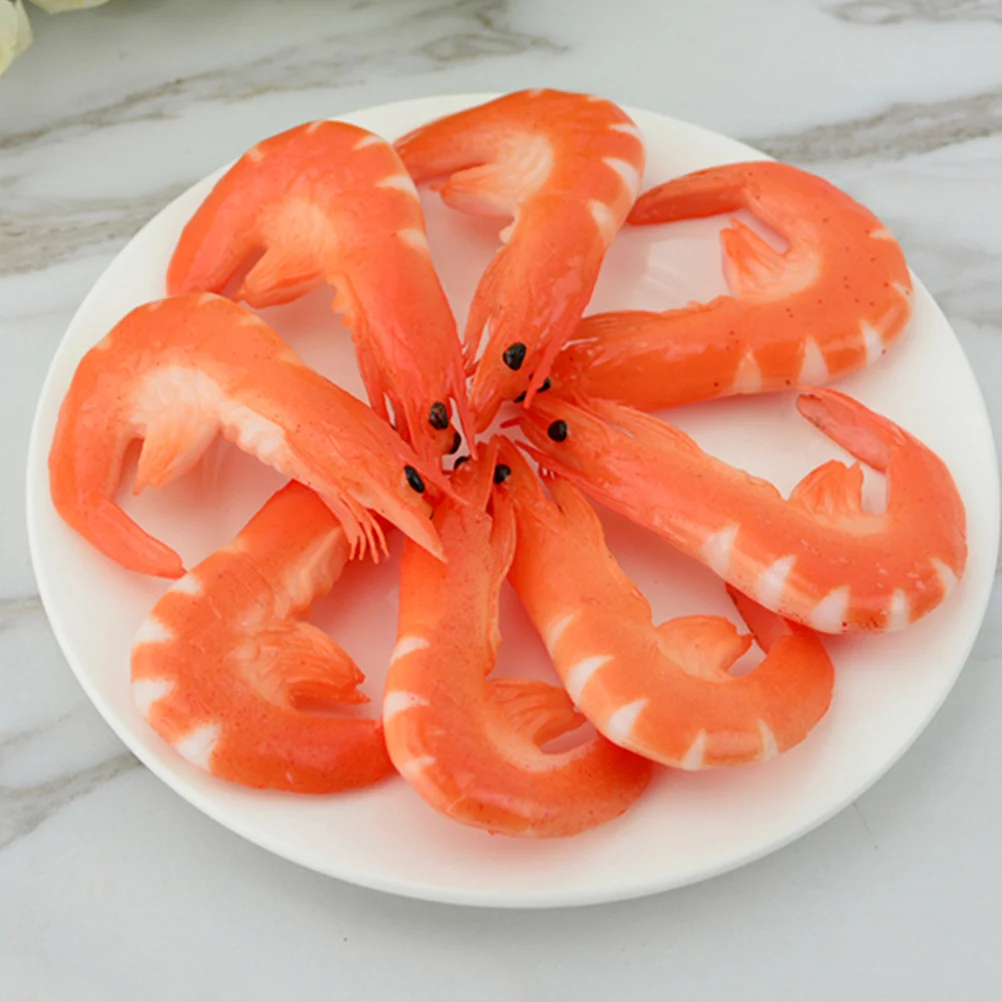 

4 Pcs Toy Food Props Simulated Model Shrimp Models Fake Photo Artificial Pvc Realistic Faux Decor