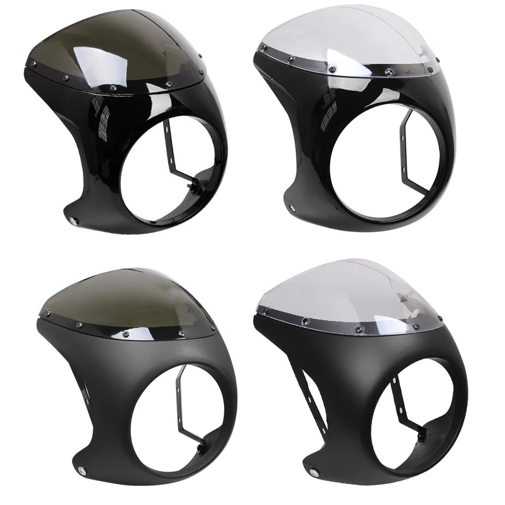 オートバイユニバーサルカフェレーサー 7 インチヘッドライトハンドルバーフェアリングフロントガラスキットハーレースポーツスターボバーツーリングホンダ
