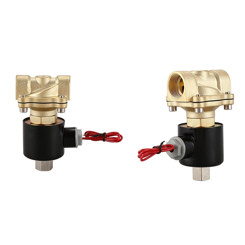 2 Pcs Normally Brass Solenoid Valve 220V Pneumatic Valve For Water Oil Gas, 1/2Inch DN15 & 3/4Inch DN20