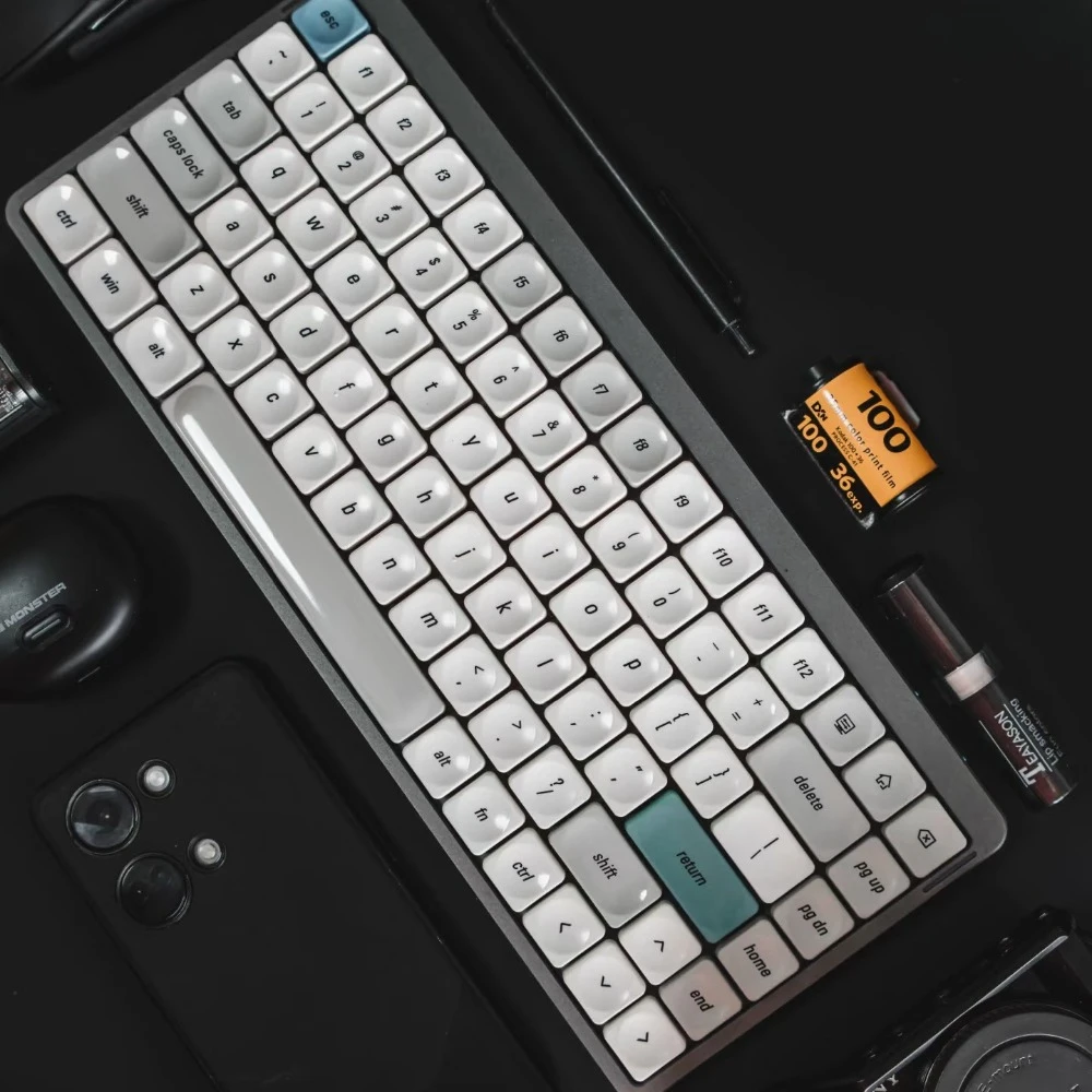 LCK Theme Low Profile Keycap Set PBT Custom Simple Retro Grey Keyboard Cap Original Office Gaming KeyCap für mechanische Tastatur