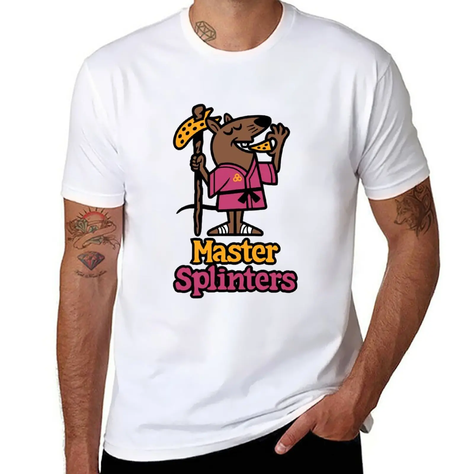 

New Master Splinters Pizza T-Shirt quick drying shirt summer top boys white t shirts black t shirts for men