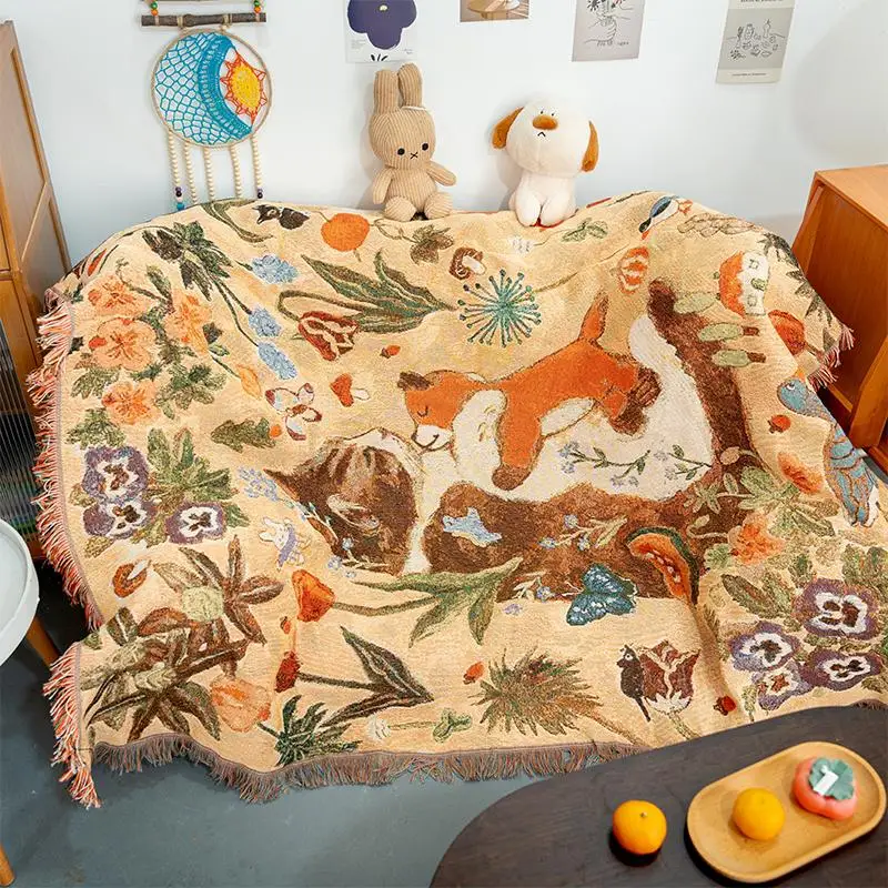 

Чехол для дивана в стиле ретро, ткань для одноместного дивана, всесезонный, теплый, противоскользящий, без катышков, с рисунком, смешанная ткань, буксирный диван