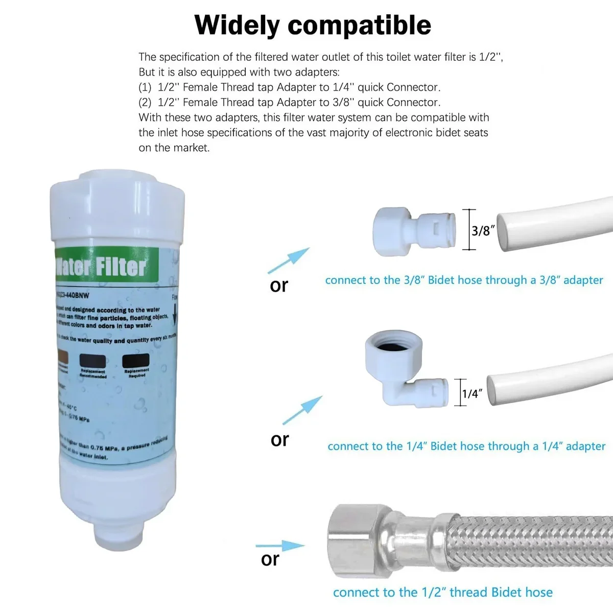 Intelligent toilet filter Pre filter at the inlet of the body cleaner One/Two piece set 1/2 