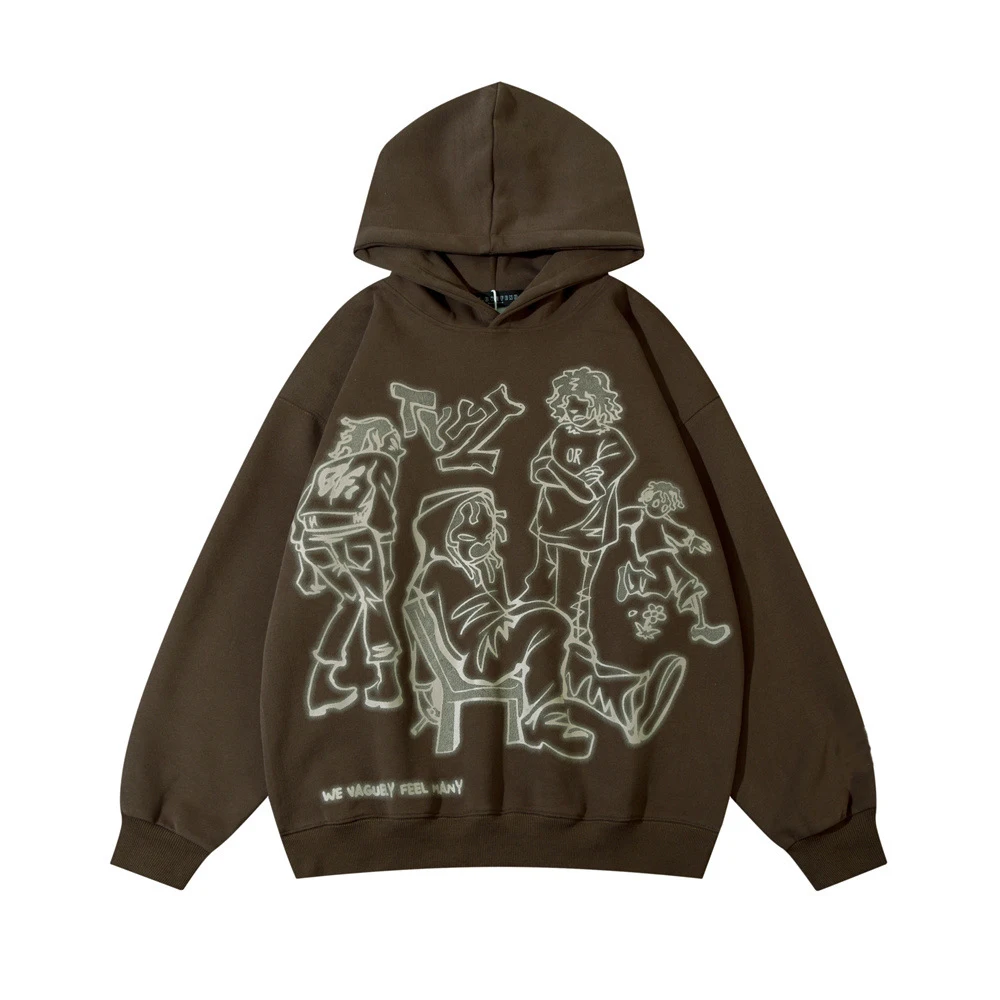 Y2k Streetwear rosa Hoodie Sweatshirt lustige Cartoon Grafik Hoodie Herbst Harajuku Anime Kapuze Pullover Hip Hop Hoodie