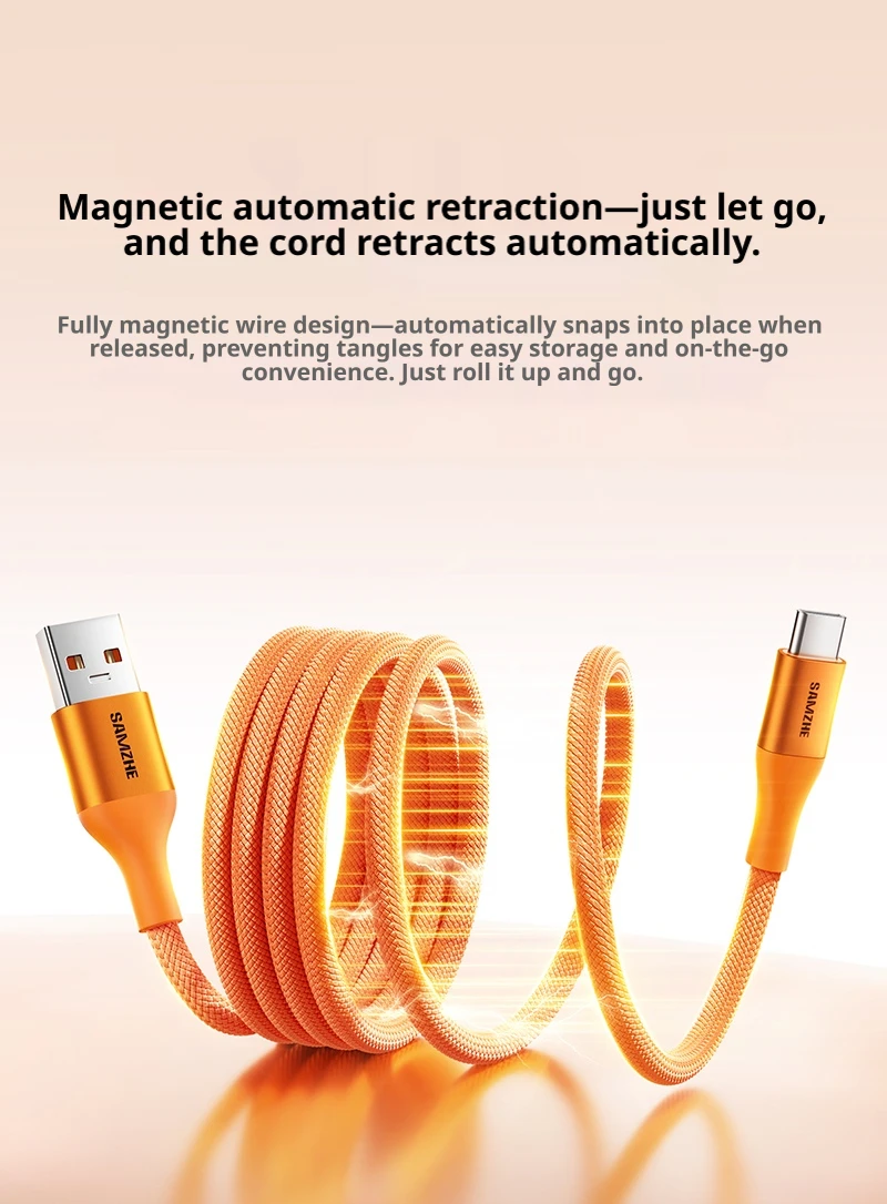 SAMZHE 100W Magnetisches USB-C-Ladekabel für iPhone 17/16/15, Samsung, Xiaomi, Huawei, Honor – USB-C-Nylon-Lade- und Datenkabel – Detail 3