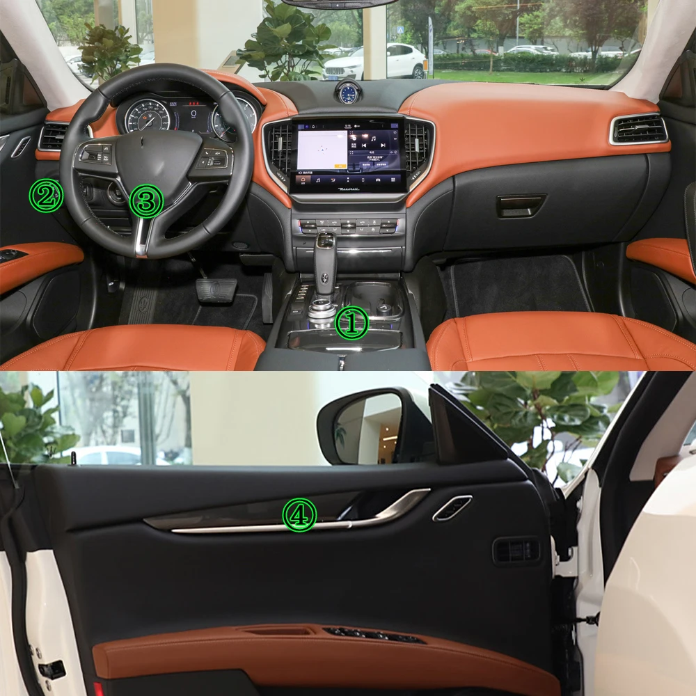 Carbon Fiber For  Maserati Ghibli 2014-2022 Film Interior Stickers Center Console Gear Dashboard Air Door Handle Lift Panel