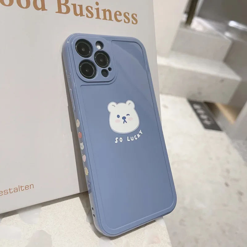 Retro Kawaii lucky bear japanese Phone Case for apple iPhone 14 Plus 14 13 12 11 Pro Max Xr Xs Max 7 8 Plus case Cute Soft Cover