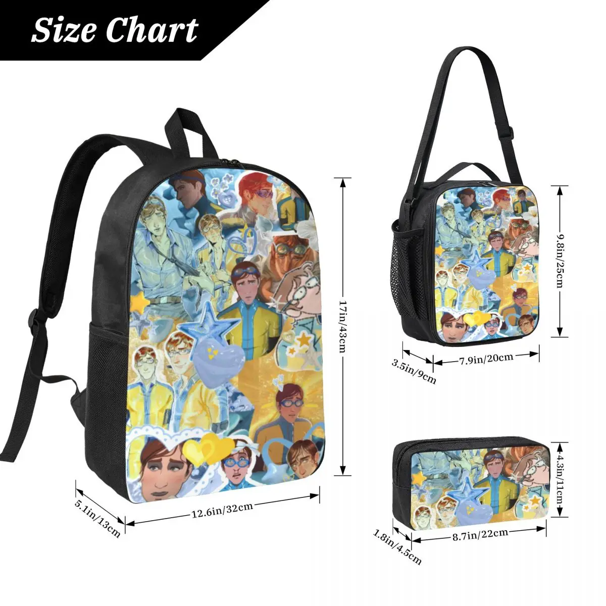 3Pcs Dispatch Game Backpack Set for Children Pen Bags Bookbag Sets with Lunch Box For School Students Knapsack