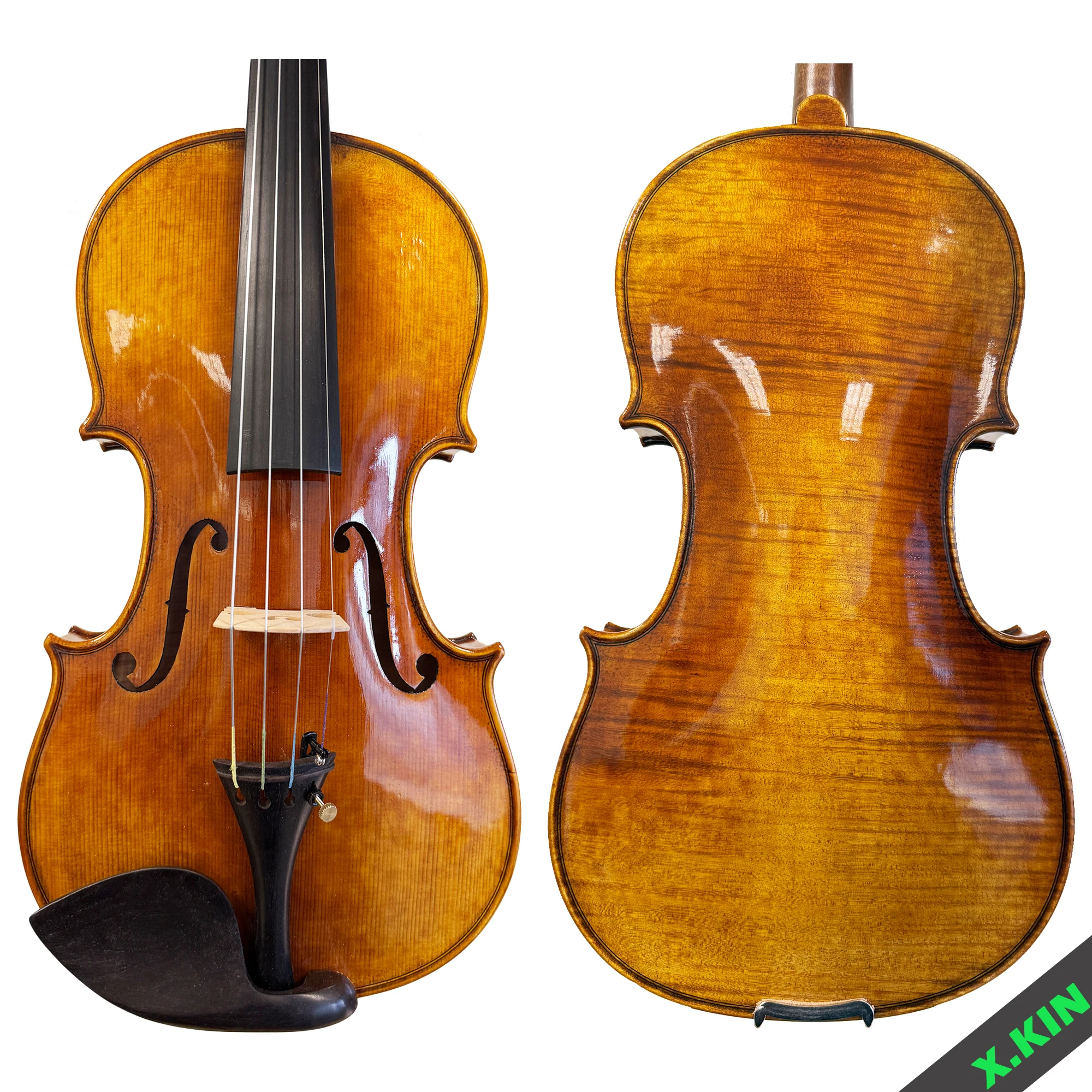 

Professional 4/4 Violin Stradivarius 1715 Model, Antique Pattern, Ebony Fittings, Hand-Rubbed Varnish, with Case & Bow