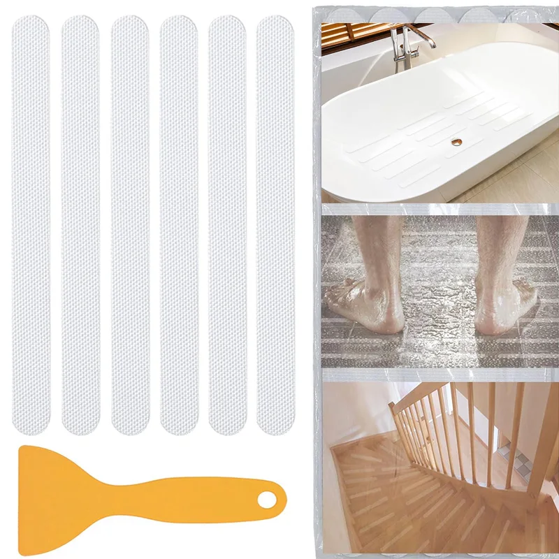 Anti-slip Strips Safety Shower Treads Stickers Bathtub Non Slip Sticker With Scraper  Anti Skid Tape For Shower Tub Steps Floor