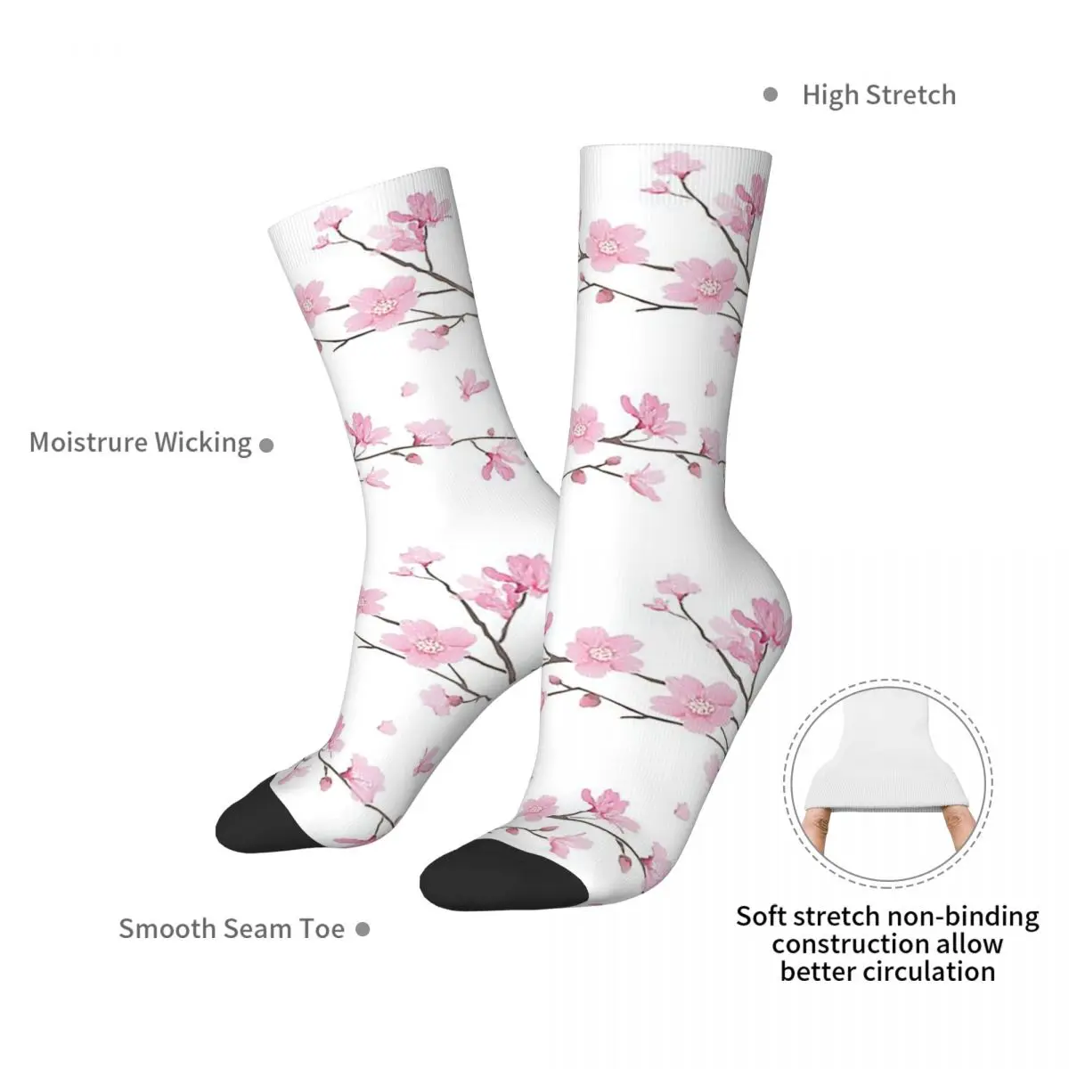 Cherry Blossom Flower Plant Socks Harajuku Super Soft Stockings All Season Long Socks Accessories for Man's Woman's Gifts