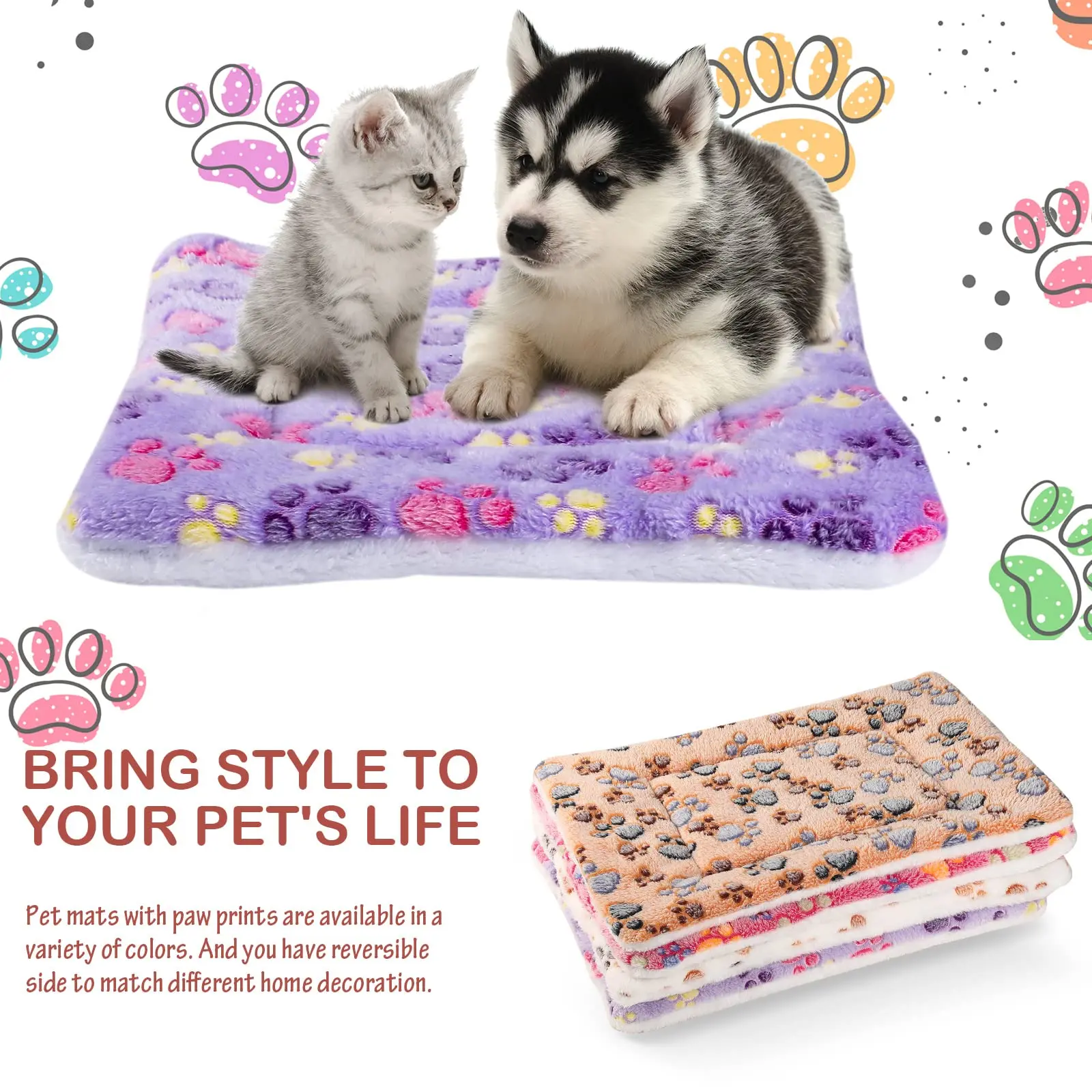 Thicken Flannel Mat Pet Cat Beds Mats Dog Bed Sleeping Mat Soft Warm Blanket Puppy Kitten Beds Pet Rug Mat for Small Medium Dogd