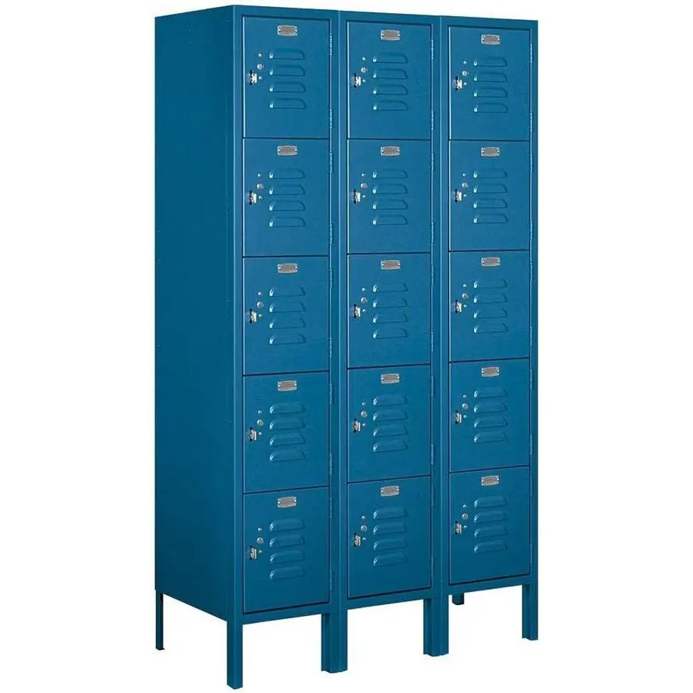 

36 Wide 5-Foot High 15 Deep Stand Metal Locker, Blue, Unassembled