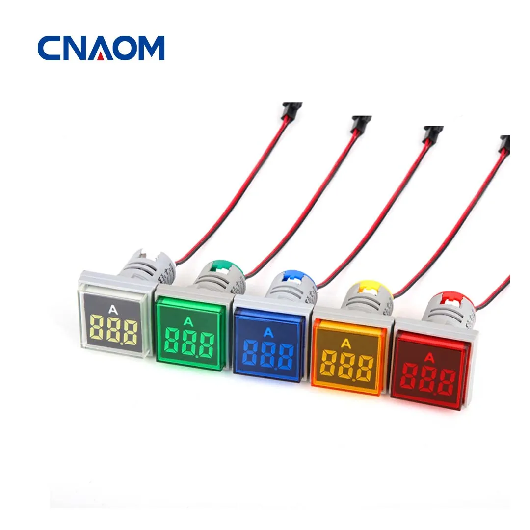 

CNAOM 22MM 0-100A Digital Ammeter Current Meter Led Lamp Square Signal Light AC Frequency Meter Indicator Digital Display
