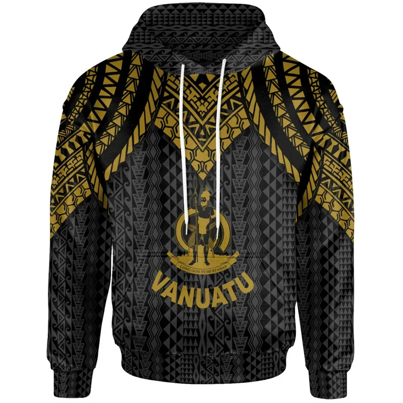 3D Epi Seal Of Vanuatu Polynesian Patterns Print Hoodies For Men Vanuatu Coat Of Arms Graphic Hooded Hoody Top Clothes Pullovers