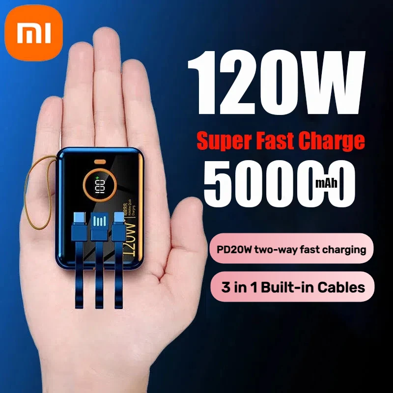 Xiaomi 50000mAh High Capacity 120W Fast Charging Power Bank Portable Charger Battery Pack Powerbank for iPhone Huawei Samsung 