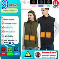 Heated Vest Men Women Heating Sleeveless Vest Winter Warmer 9 Areas USB Electric Thermal Jacket Snowmobile Riding Tops Waistcoat
