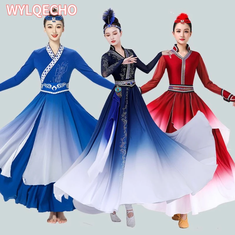 Mongoolse danskostuum grote schommelrok nationale stijl vintage jurk Tibetaanse prestatiekleding professionele oefenkleding