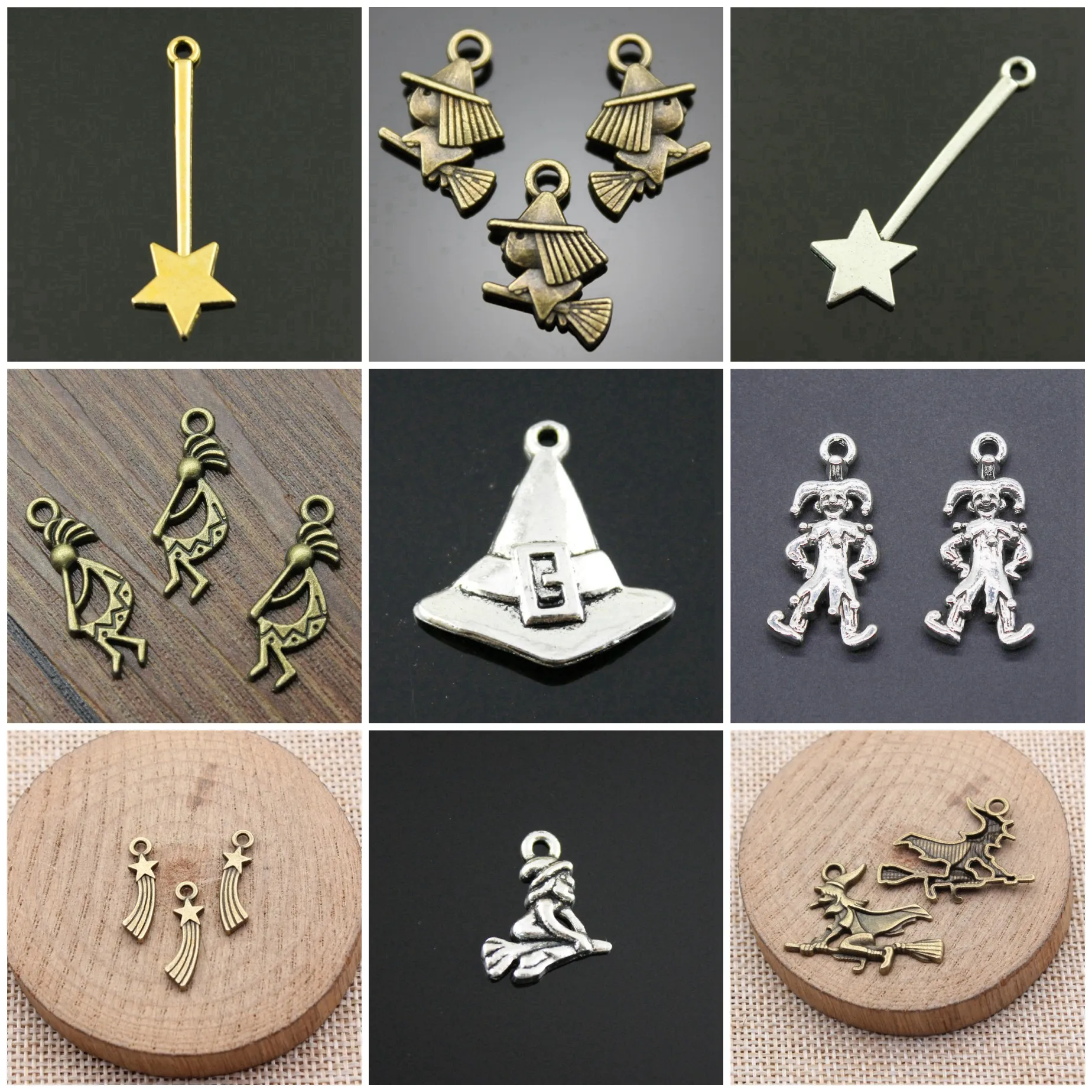 Zinc Alloy Magic Witchcraft Themed Charms Pendant For Earring Keychain Necklace Making Jewelry Accessories