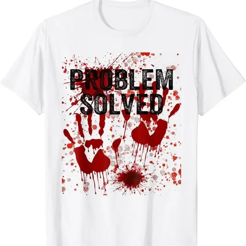 Sale Problem Solved Halloween Print T Shirt
