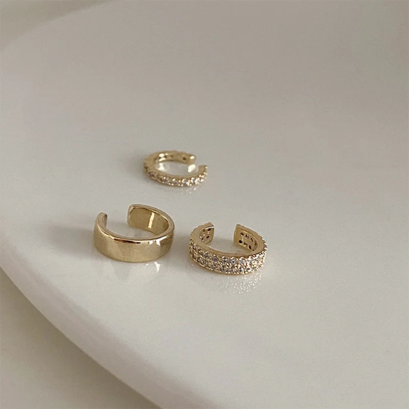 3Pcs Set Personality Zircon Clip Earrings for Women Punk Style Crystal Zircon Ear Cuff Fake Piercings Earring Jewelry Girl Gifts