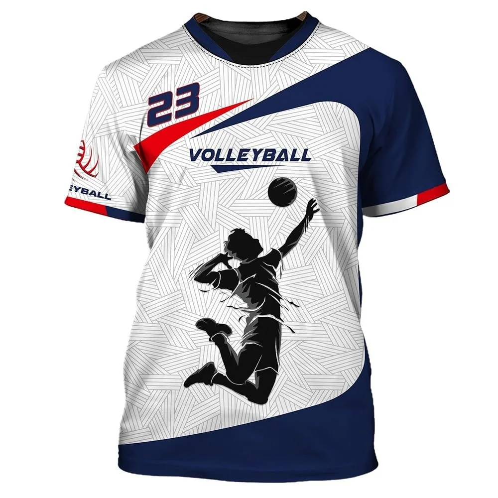 Men's T-Shirt Volleyball Shirt Quick Drying Tops 3D Printed Customizable Fashionable Short Sleeve Sportswear Comfortable Gym Top