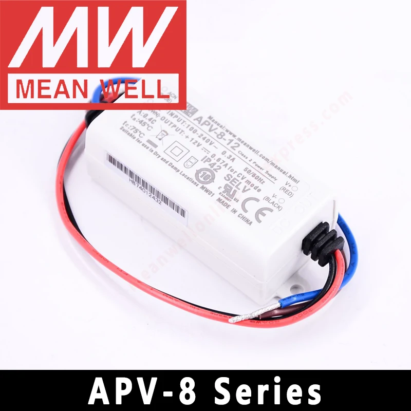 Meanwell LED Driver APV-8 Series meanwel  5v/12v/24v LED Transformer IP42 LED Power Supply Constant voltage Adapter