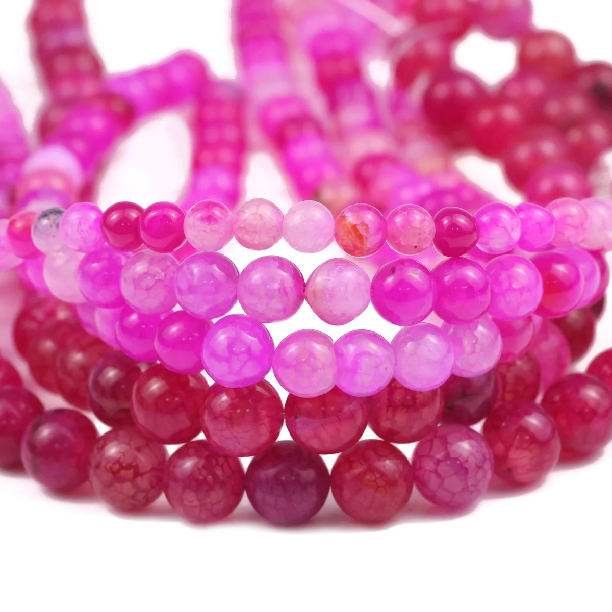 HGKLBB ارتفع اللون الأحمر الجولة الحجر الطبيعي متباعدة فضفاض الخرز لصنع المجوهرات قلادة سوار DIY بها بنفسك اكسسوارات 6/8/10 مللي متر