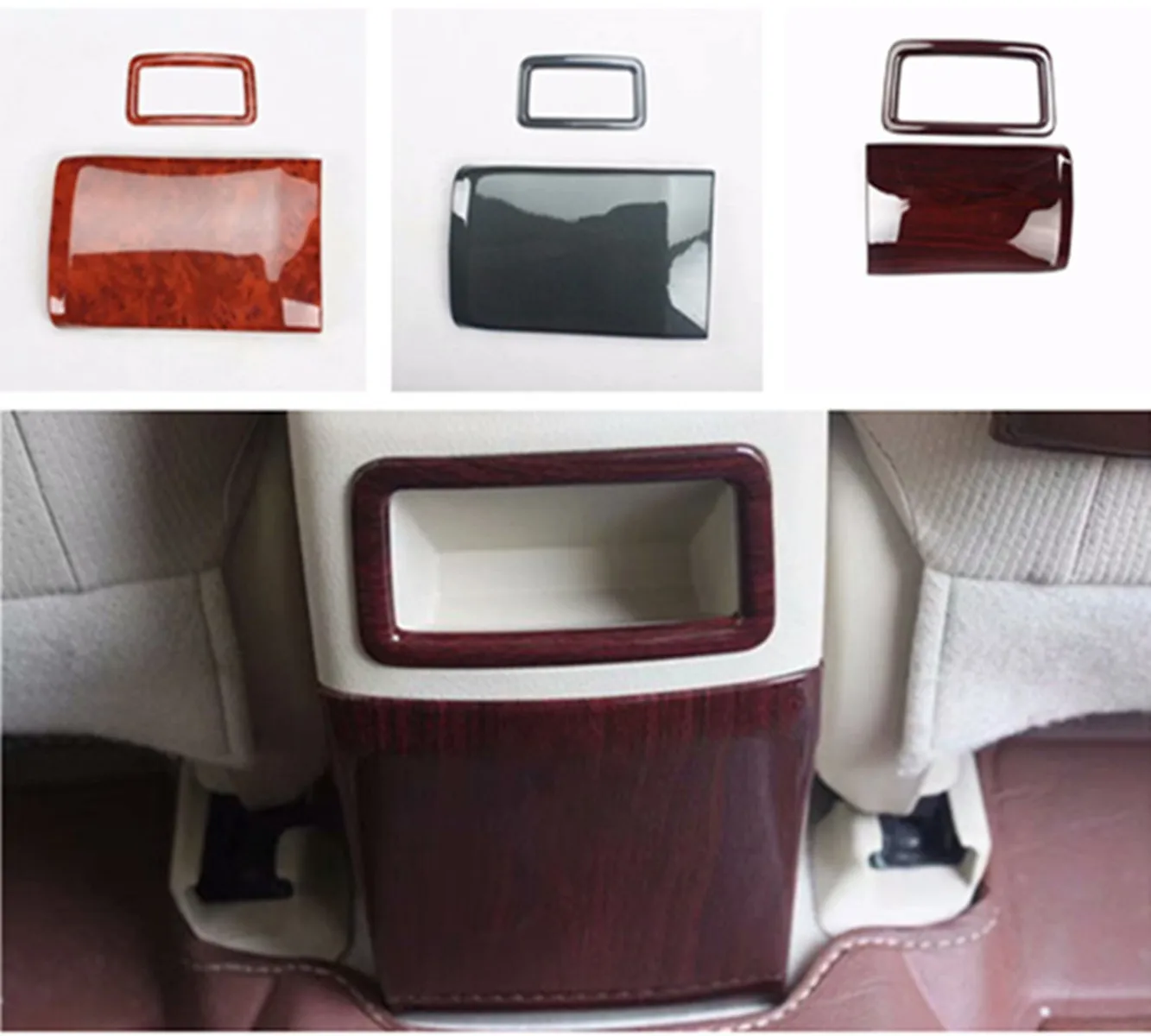 2pcs/lot ABS carbon fiber grain or wooden grain Central storage box rear row decorative frame for 2014-2018 Toyota corolla Levin