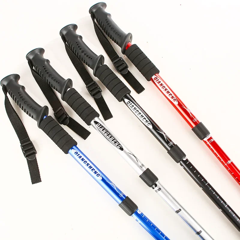 

Foldable Trekking PolesStraight Grip Handle 4 Section Ultralight Hiking Walking Stick Antiskid Cane Camping