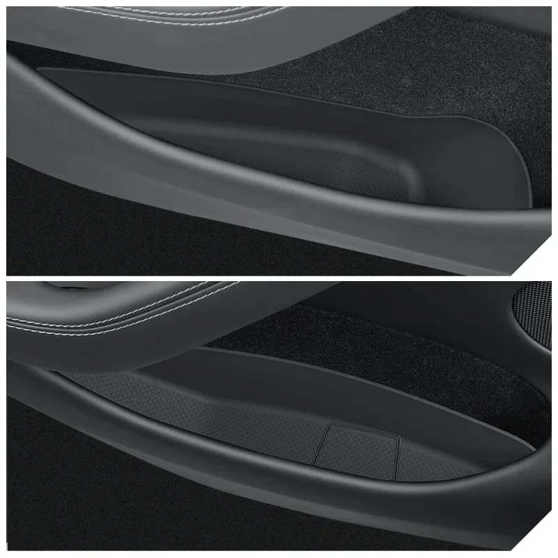 

For Tesla Model Y Juniper 2025 2026 Car Door Side Storage Box Front Rear TPE Door Storage Organizer Tray Interior Accessories