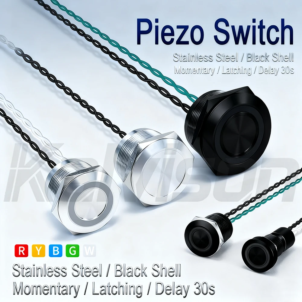 IP68 Piezo Switch 12/16/19/22/30mm Latching Waterproof Metal Touch Switch Stainless Steel Momentary Piezoelectric Ceramic Switch